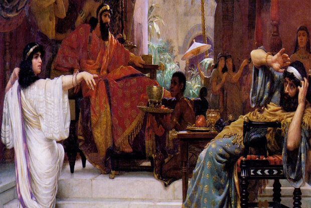 یکی از نقاشی‌های متهم‌کردن هامان توسط استر در حضور پادشاه