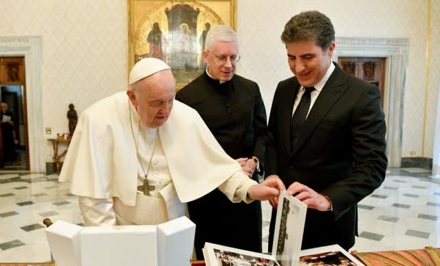 رئیس اقلیم کردستان عراق با پاپ فرانسیس دیدار کرد